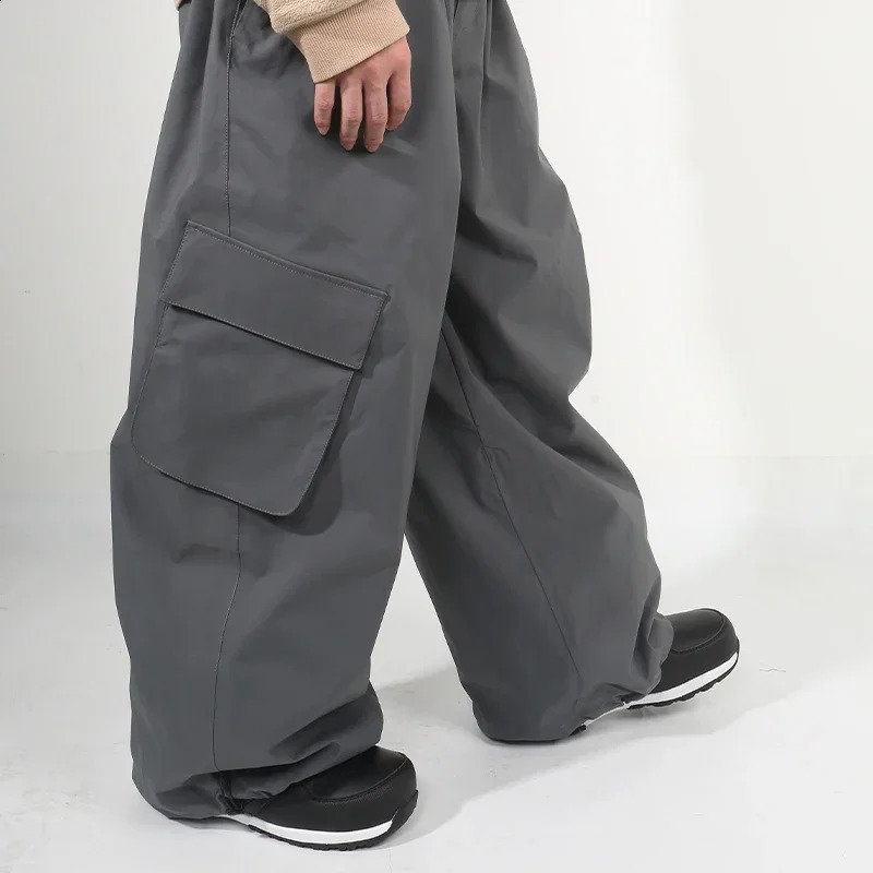 Mens Snowmobile Bib Overalls Loose Skiing Cargo Pants 3L Waterproof Snowboard Trousers Male Baggy Ski Pants 2025 Winter Clothes 250122