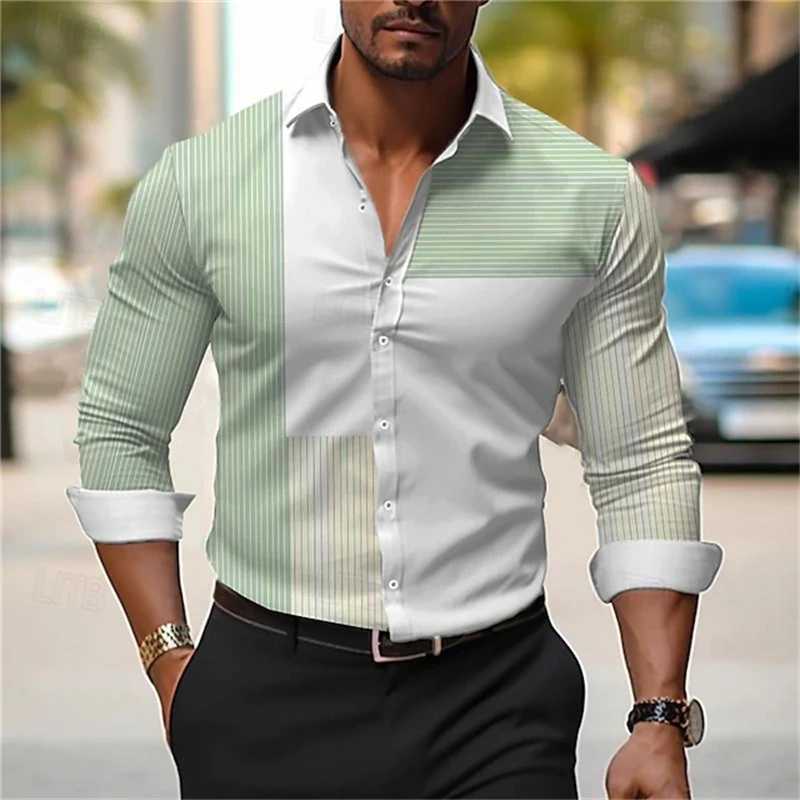 2024 Mens Long-sleeved Shirt Simple Casual Long-sleeved Tops Fall Fashion Mens Streetwear Mens Temperament Office ShirtXJ250121