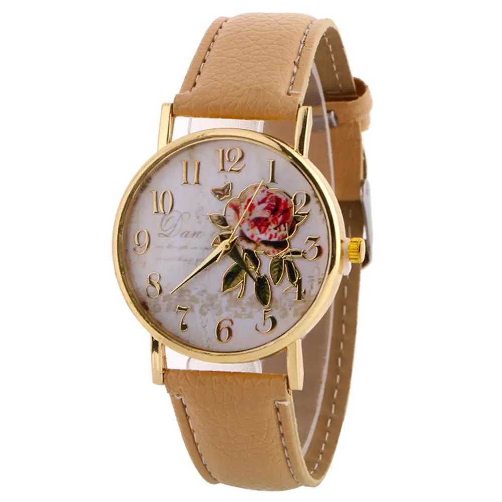 Rose round Dia watch elegant watch synthetic leather strap Arabic numeral quartz watch Montre Femme Christmas gift X250203