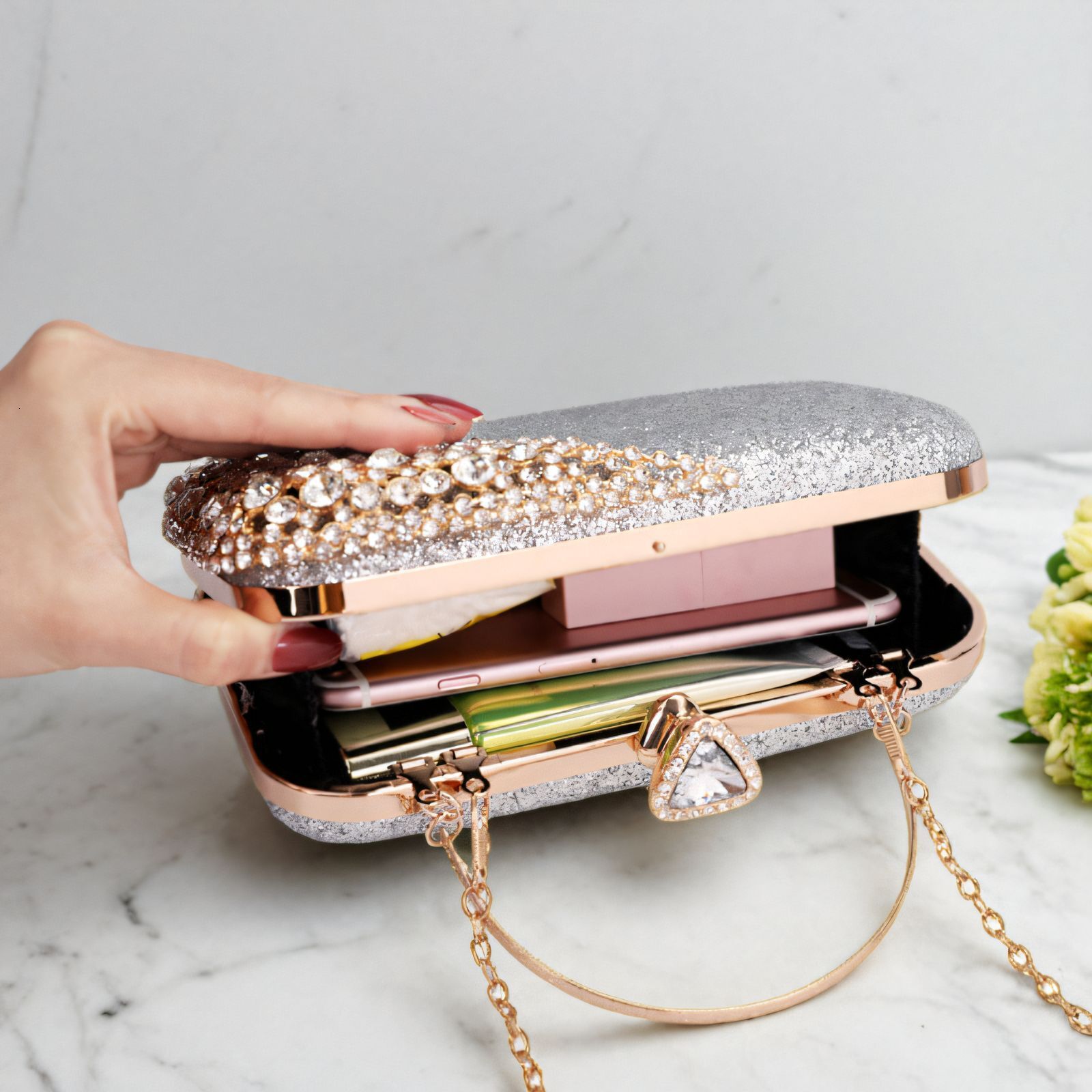 Diamond Dinner Women's Banquet Bag, Versatile Dress, Evening Gown, Rhinestone Hand-Held Bag