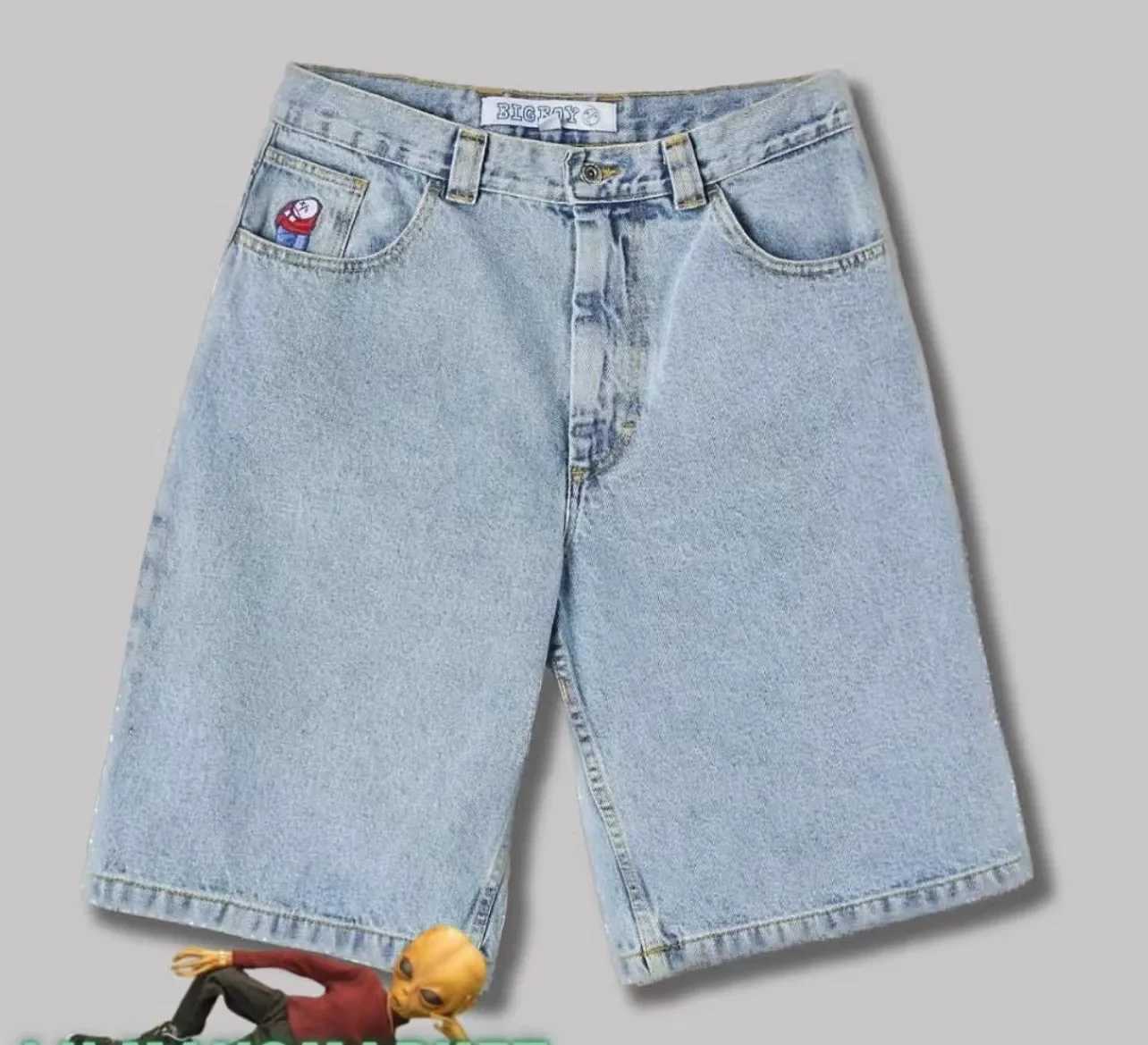 Y2K Polar Big boy Short for Men Streetwear Baggy Jeans Embroidery Denim Leisure Short Women Hot Traf Men shorts Skate jeans men X250203