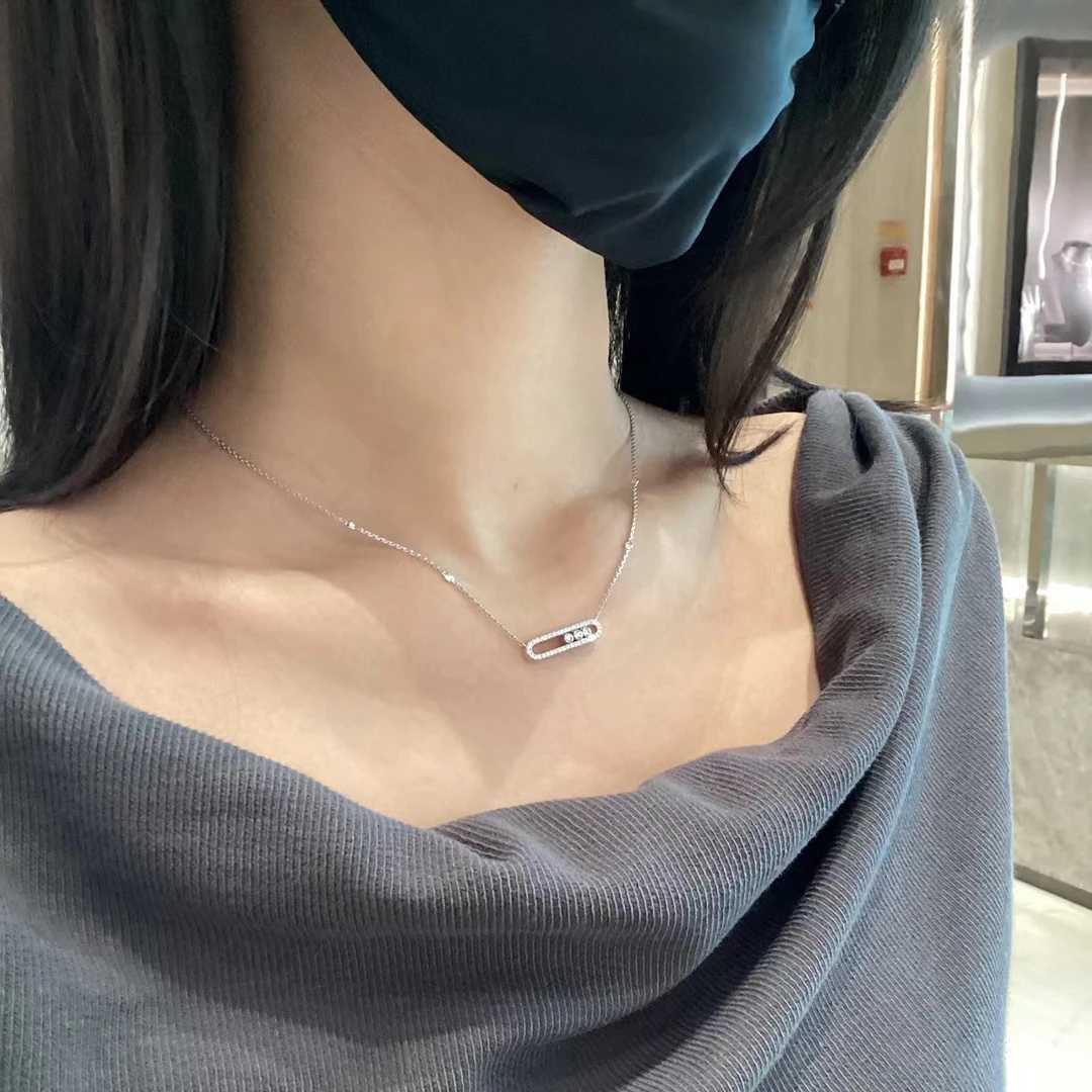 Baby three activity diamonds sterling silver womens necklace with thick 18K gold plating. Holiday giftsXJ250114