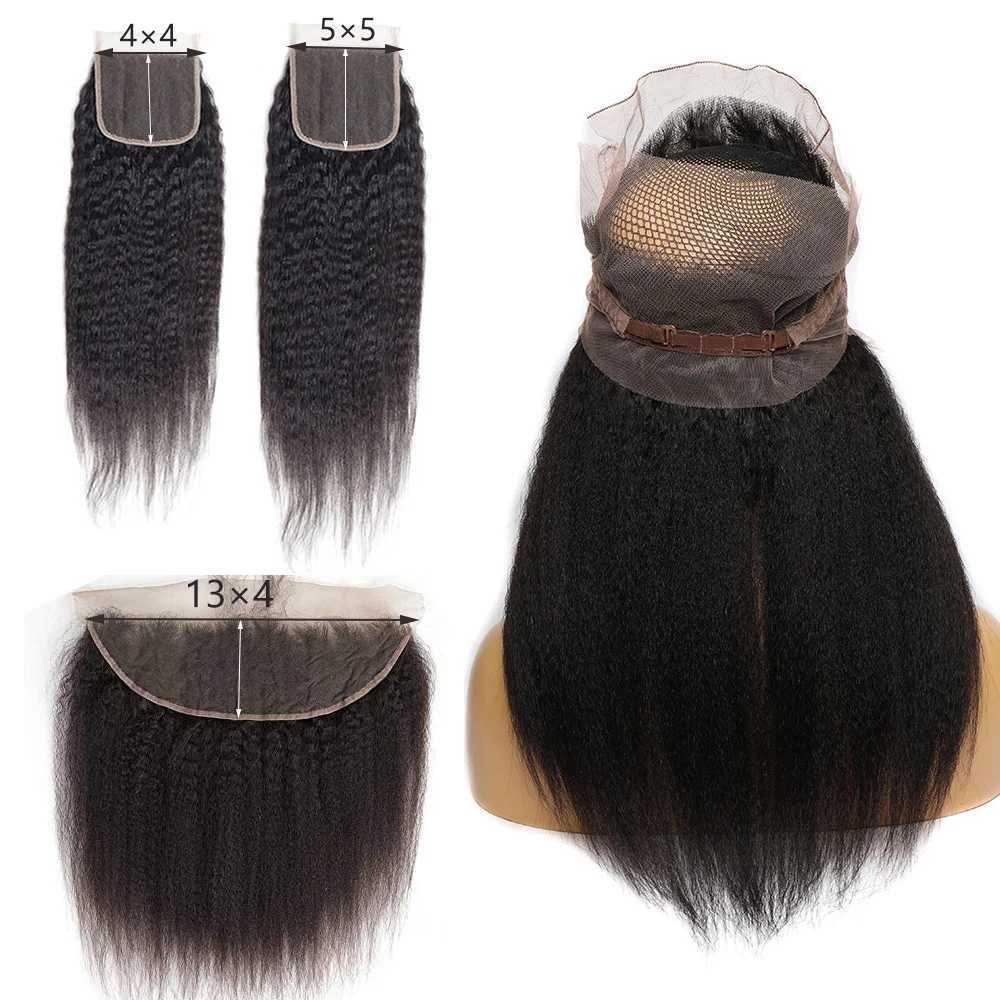 Yaki 360 Lace Clo 10 - 22 Inch Remy Hair Full Lace Frontal Clo Brazilian Silky Kinky Straight 134 Lace Frontal CloXJ250120