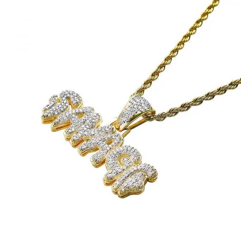 Ice Crystal Alphabet Pendant with 24 Inch Chain for Men Women Sparkling Hip Hop Rock Rap Jewelry GiftsXJ250121