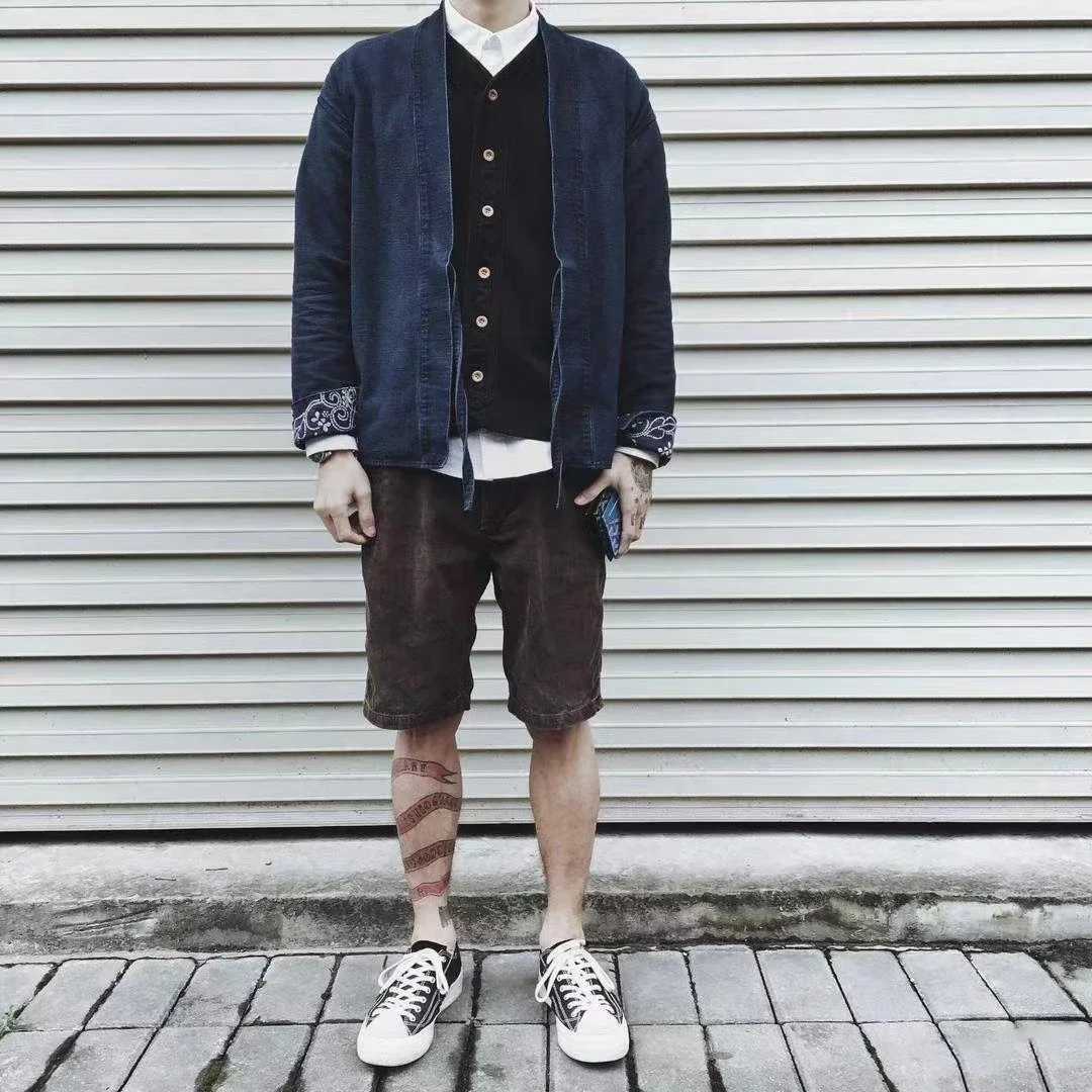 Newly arrived VISVIM 23SS FLUXUS03 Nakamura Japanese casual loose splash denim shorts mens shorts X250203