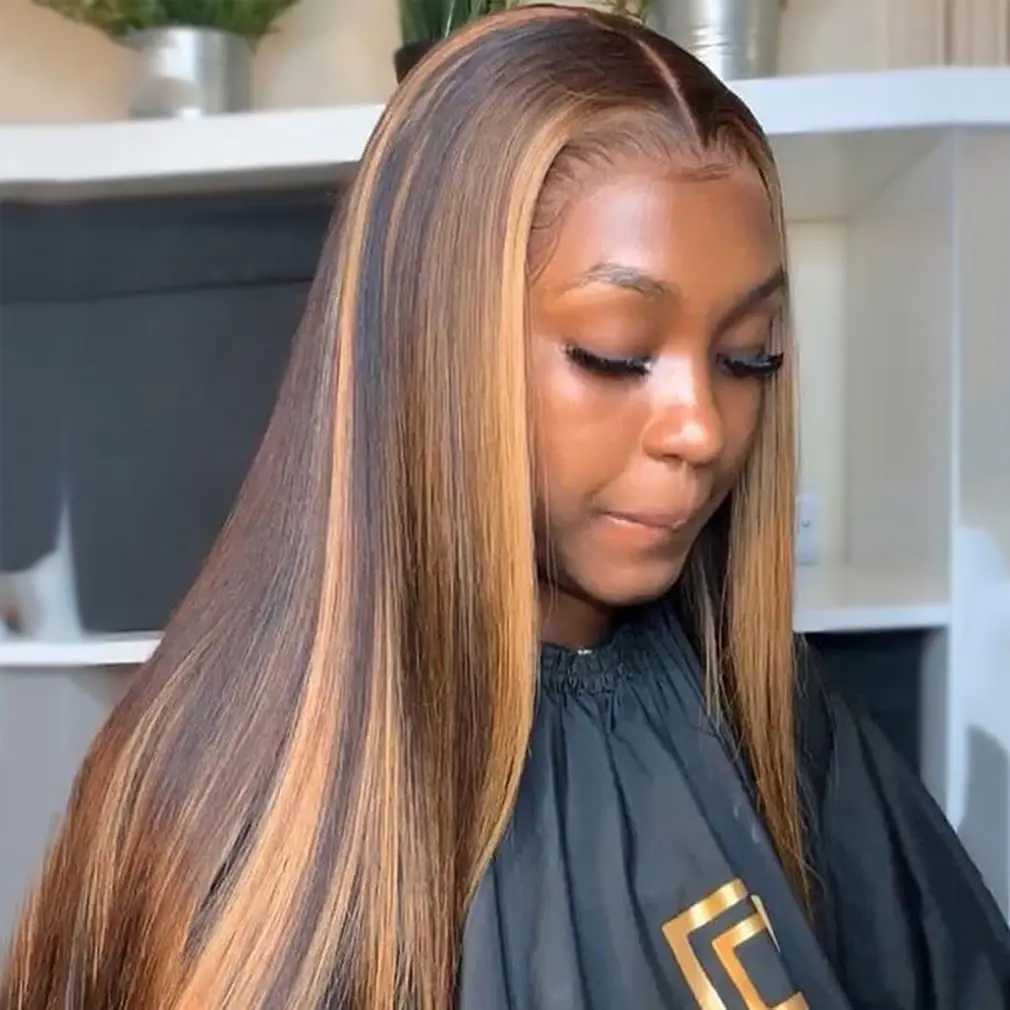 Straight Highlight Bundles with Clo Human Hair Honey Blonde Highlight 3 Bundles with 13x4 Lace Clo Brazilian Virgin HairXJ250120