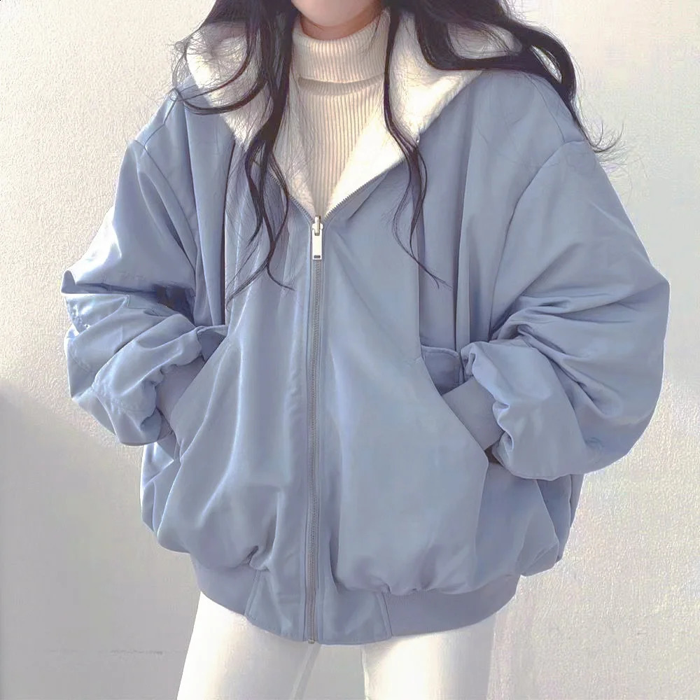 Jackets for Women Thick Warm Parkas Oversized Double Sided Hooded Coat Korean Fashion Casual Loose Zip Up 250113
