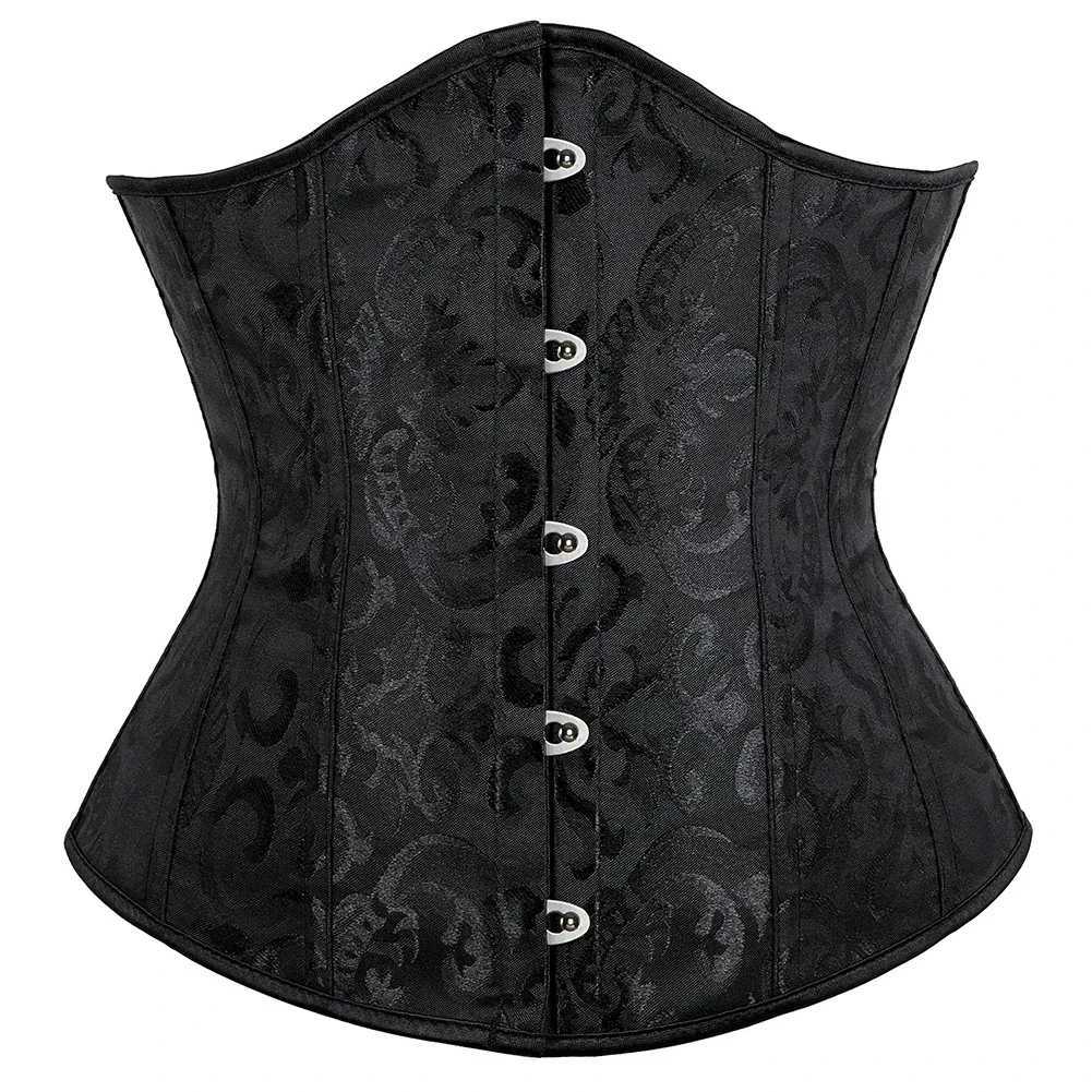 Vintage Jacquard Underbust Corset Women Gothic Slimming Sexy Underwear Corselet Black White W250120