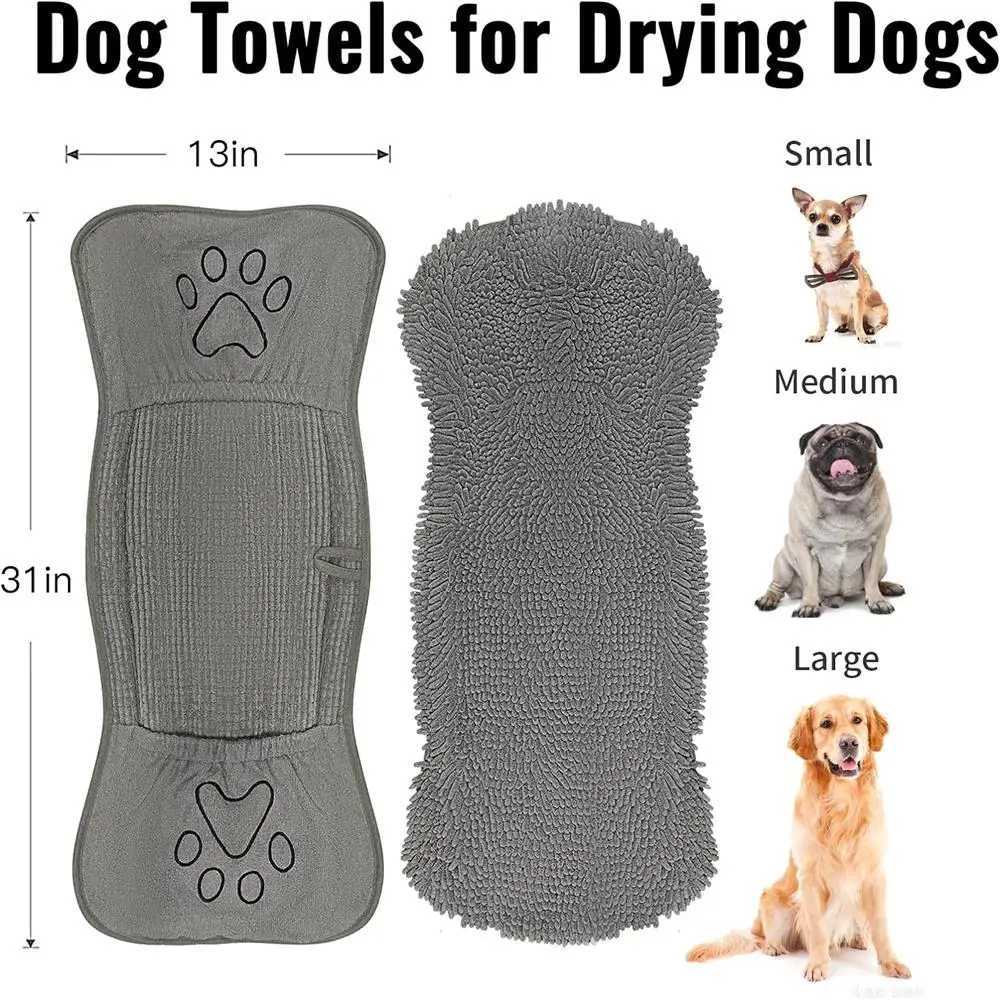 Large Dog Shammy Towel Ultra Absorbent Durable For Dogs Cats All Breeds Quick Drying Bath Towels Of Hand Pockets Indoor Outdoor M250118