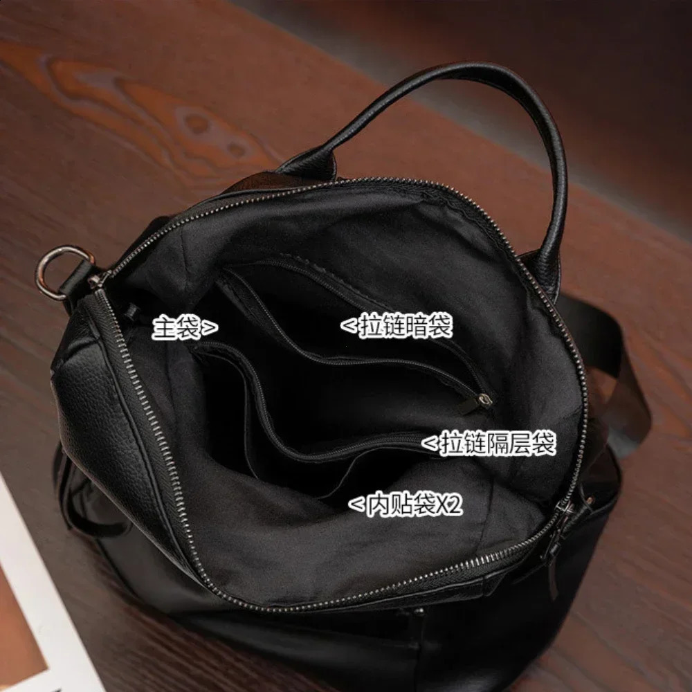 Genuine Leather Backpack For Women Fashion Travel Bagpack High Quality School Bags Casual Lides Shoulder Bag Sac 250122