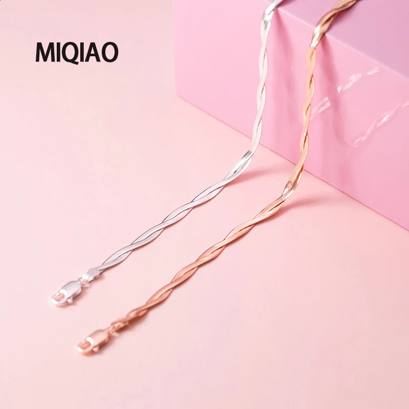 MIQIAO Womens Double layer Snake Chain Foot Bracelet 925 Pure Silver Foot Jewelry Fashion Rose Gold Color Decoration Platform 250110