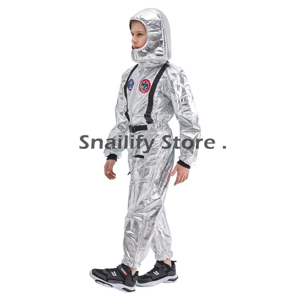 SNAILIFY Silver Spaceman Jumpsuit Boys Astronaut Costume For Kids Halloween Cosplay Children Pilot Carnival Party Fancy Dress W250117