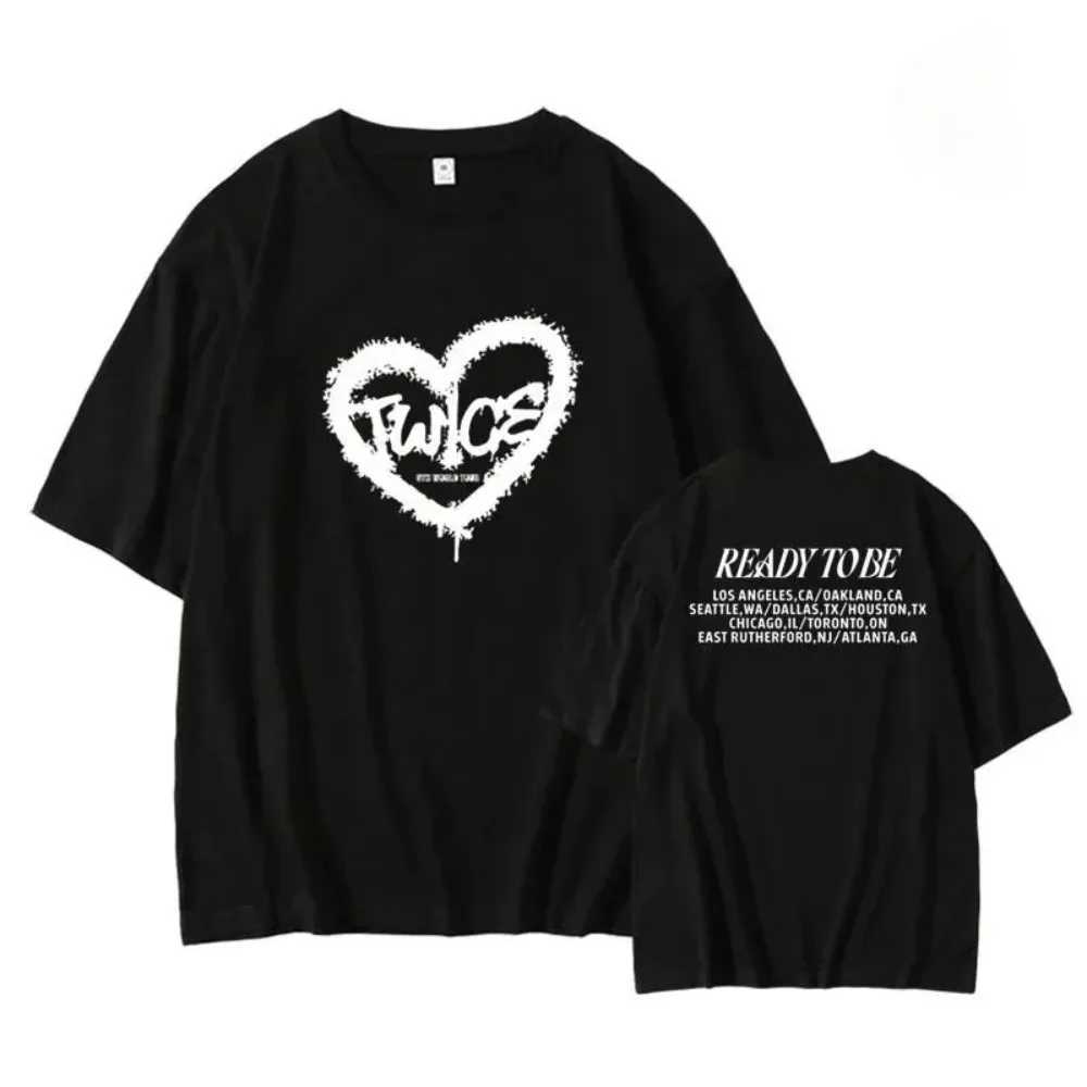 Twice READY TO BE The Same TShirt Men Kpop Loose Cotton Short Sleeve T-shirt Streetwear Fashion Y2k Crop Tops Tee TWICE Clothes W250117