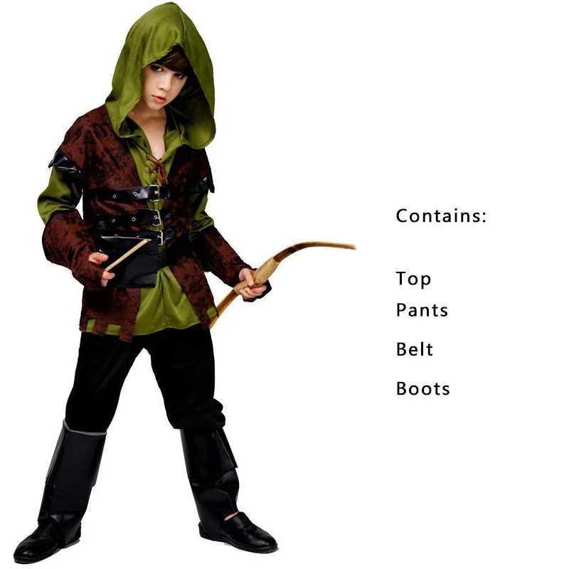 Halloween children archer costume boy hunter costume Robin Hood cosplay Purim carnival party costume W250117