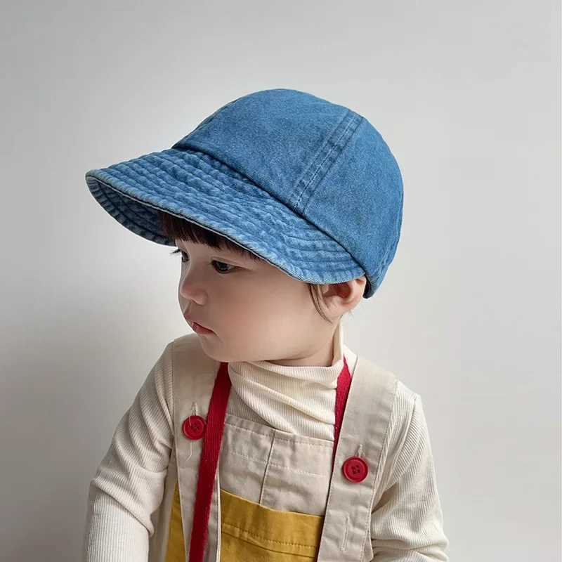 1-4 year baby baseball cap retro denim solid color mountaintop hat suitable for young boys and girls spring and autumn soft children bean baby clothin
