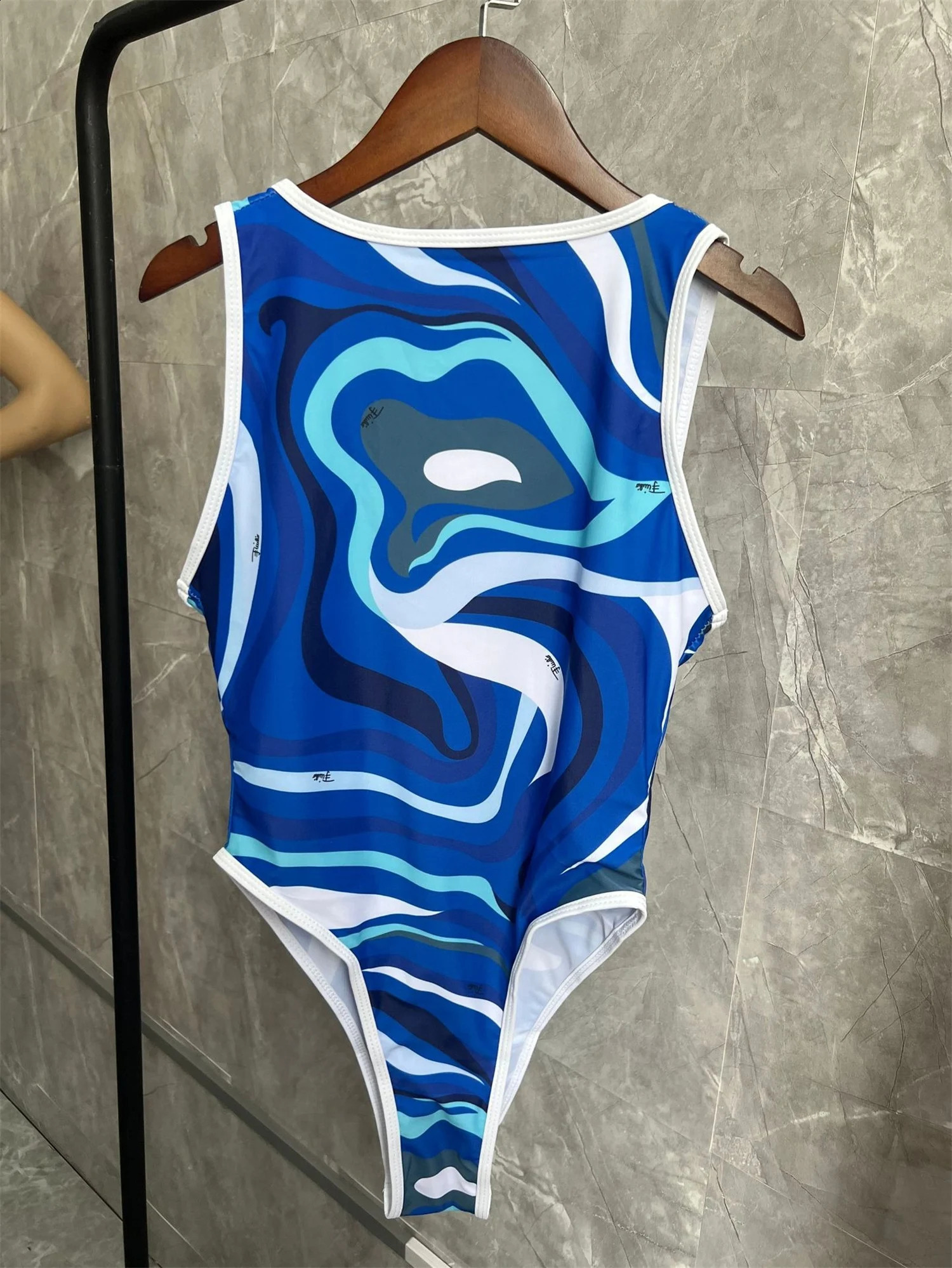Swimsuit women cover belly slim conservative fashion letter print sexy backless triangle one-piece fashion 250109