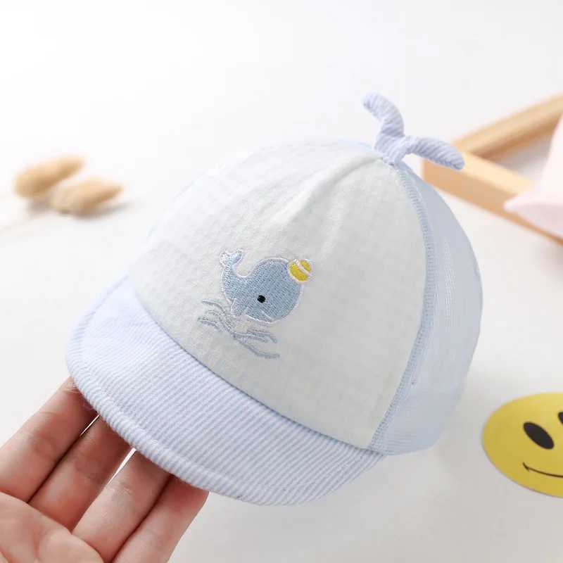 Summer Cute Cartoon Whale Newborn Baseball Cap Cotton Baby Boy Snapback Caps Adjustable Mesh Sun Hat for Girls 0-6M M250121