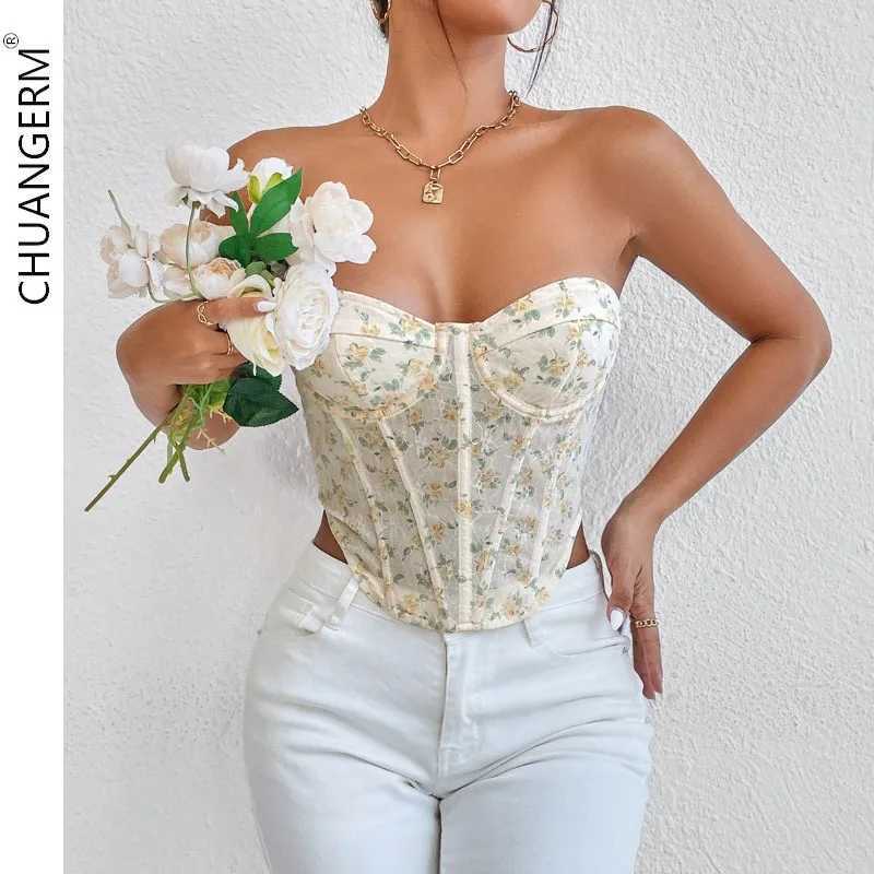 CHUANGERM Sexy Corset Hottie Mesh See Through Slim Crop Top Sleeveless Drawstring V-neck Backless Bandage Hourglass Body Shaper W250120