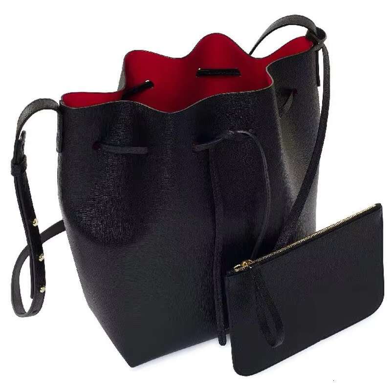 2023 Spring Autumn Classic Women PU One Shoulder Lady Real Leather Cross With String Bucket Bag