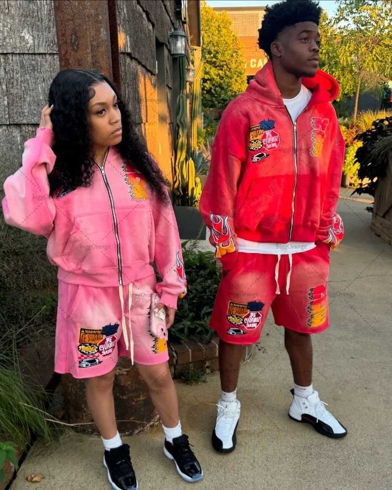 European and American High Street Clothing Y2k Harajuku Fashion Printed Zipper Hoodie Retro Hip-hop Oversized Sweatshirt Men W250117