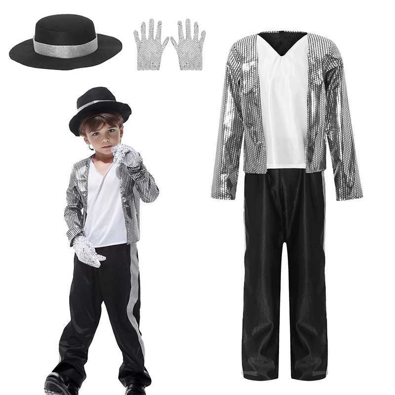 Halloween Kids Children Singer Dancer Cosplay Costumes Carnival Stage Performance Top Pants Hat Gloves Suit W250117
