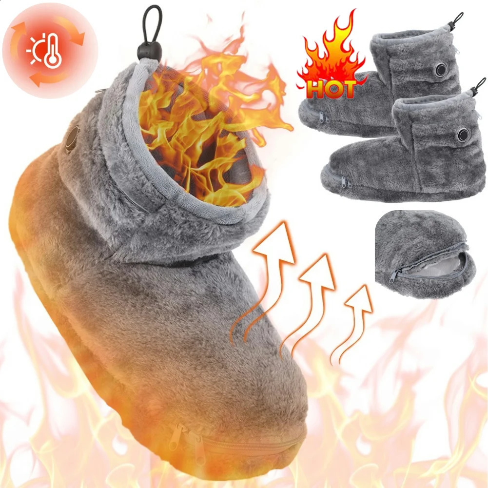 USB Heater Foot Shoes Winter Warm Snow Boots Comfortable Plush Warm Electric Slippers Electric Heated Shoes for Men Women 250120