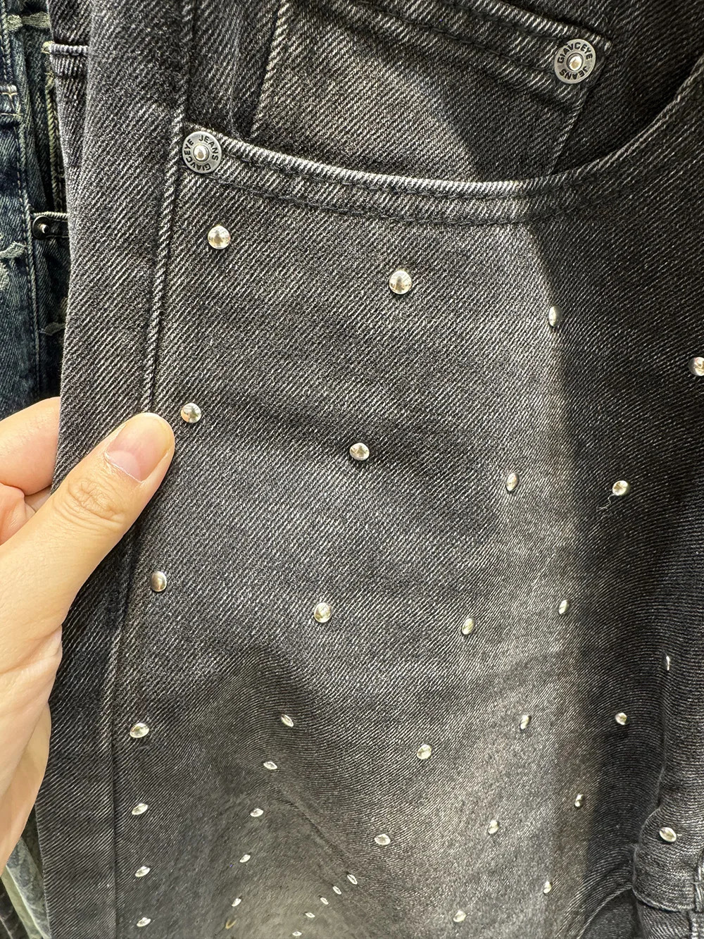 Black Denim Bottoms Men Straight Fit Baggy Smart Style Full Rhinestones Printed Y2k Jeans Man 250120