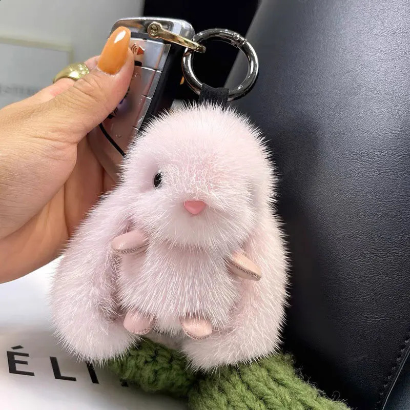 Cute Girl Toy Plush Rabbit Faux Mink Car Keychain Toys Pendant Doll Bag Decoration Keyring Dolls Birthday Gift 250121