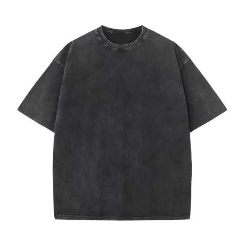 230G Cotton Retro T-shirt Drop-shoulder Sleeve Men Women Vintage Short-sleeve T Shirts Solid Color Hip Hop Loose Tees W250117