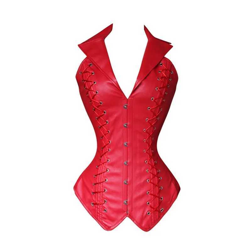 Steampunk Faux Leather Corset Vest for Women Gothic Side Lace-Up Steel Boned PU Corset Waist Slimming Trainer Body Shaper Corset W250120
