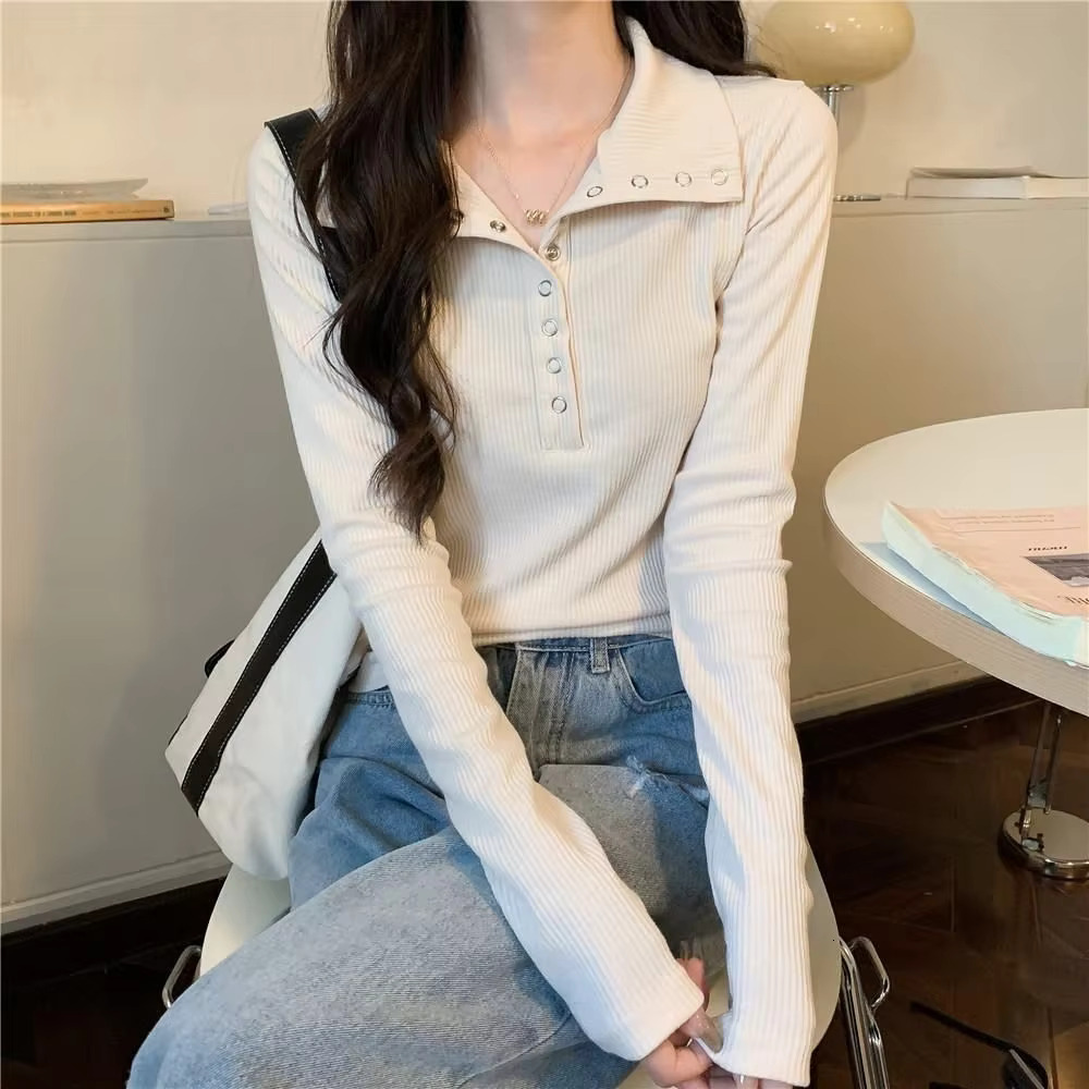 Autumn New Original Design Fashion Designer T-shirt Casual Slim Fit Long Sleeved T-shirt Elegant Multifunctional Solid Color Popular Women's Top