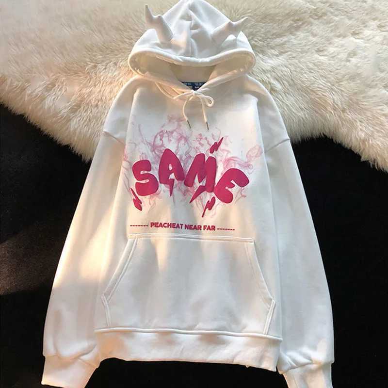 Womens Sweater Y2k Angel Earrings Letter foam Garbage Hoodie Gothic Clothing Super Dalian Hoodie Harajuku Pullover Vintage Aesthetics W250117