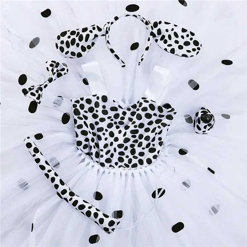 Dalmatian Dog Tutu Dress LED Light Baby Girl Spotted Animal Halloween Costume Preschool Puppy Dress Childrens Clothing 10T W250117