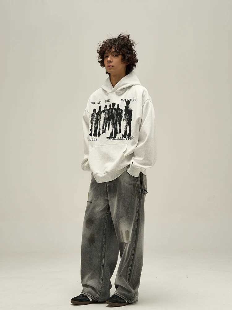 New Y2K Autumn Winter Hoodies American Vintage Mens Womens Hip-Hop Street Punk Retro Casual Cotton Hooded Hoodie W250117