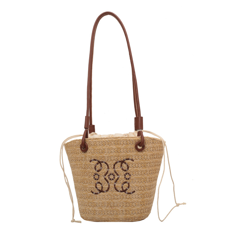 Free shipping 2025 new designer bag Shoulder Bags For womans ladies flap fashion brown square handbag crossbody Woven straw Bucket Bag