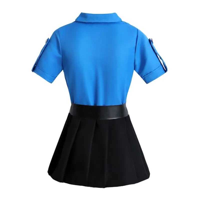 Girl Deluxe Police Dress Dressup Costume Justice Heroes Police Officer Uniform Send Walkie Talkie Baton Toy Gift Halloween Party W250117
