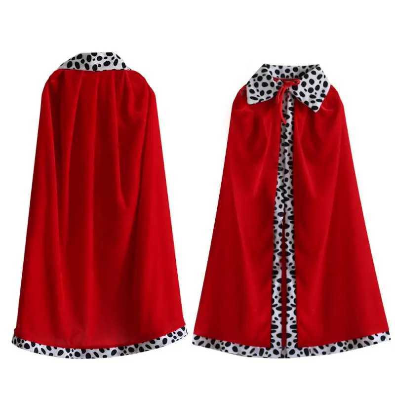 Boys King Red Cloak for Adult Kids Prince Robe Crown Velvet Cape Children Birthday Halloween Party Cosplay Costume Accessories W250117