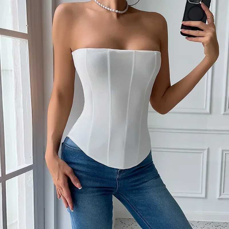 CHUANGERM Sexy Corset Top Solid Color Sleeveless S-neck Backless Bandage Women Push Up Hourglass Body Shaper Bustier Lingerie W250120
