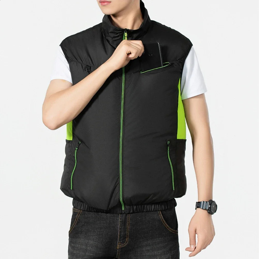 Summer Cooling Vest Ice Jacket Heat Resistant Sleeveless Workwear Breathable Wearable Cooling Fan Vest Air Conditioner Clothes 250108