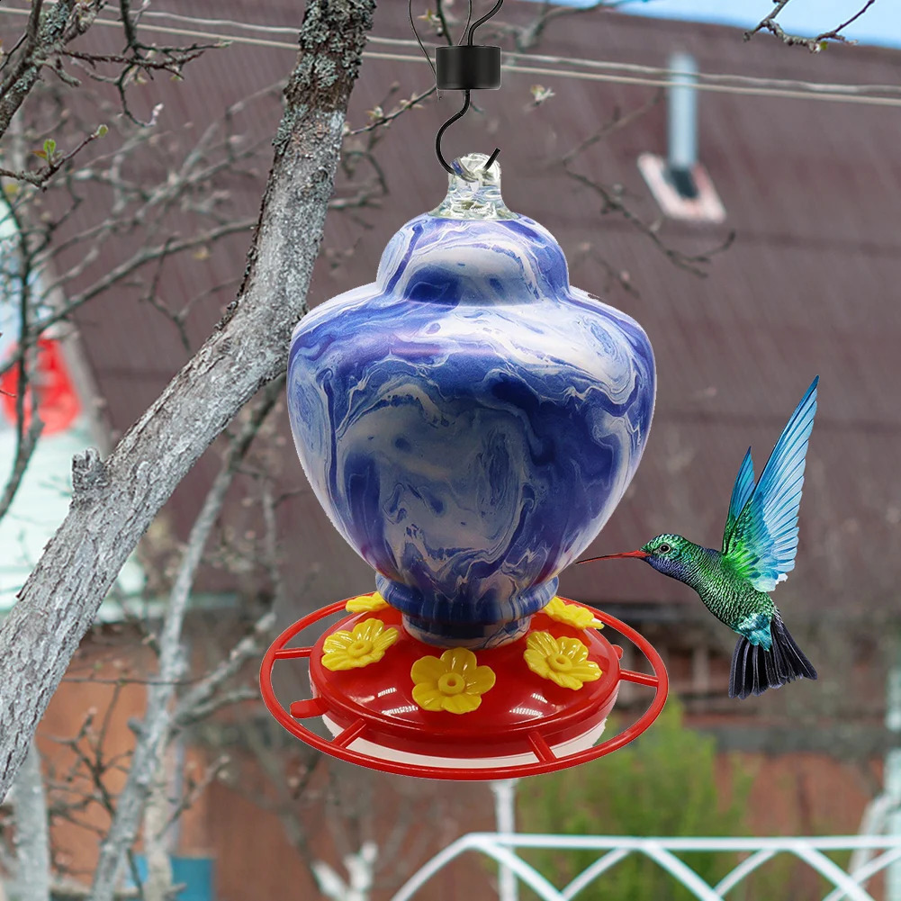 Garden Yard Decoration Practical Bird Feeder Cage Feeder Bottle Hanging Hook Flower Hummingbird Feeder Drinker 250121