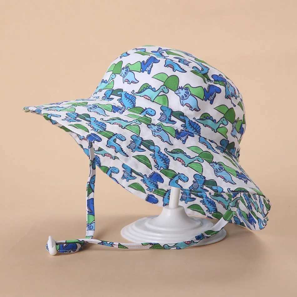 Children Hat Toddler Boys Girls Summer Cartoon Panama Sun Hat Baby Beach Fisherman Bucket Hat Kids Ear Cover Caps 0-8 Years M250121