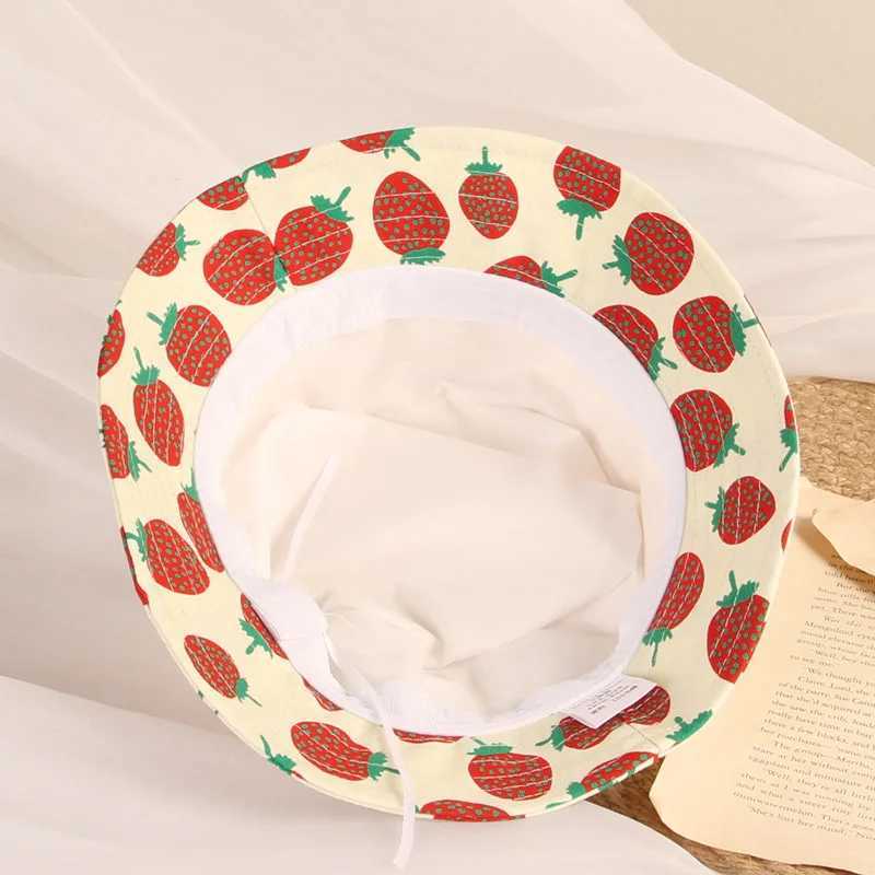 Summer Baby Hat Strawberry All Over Hat Family Look Cotton Bucket Cap Womens Sun Hat M250121