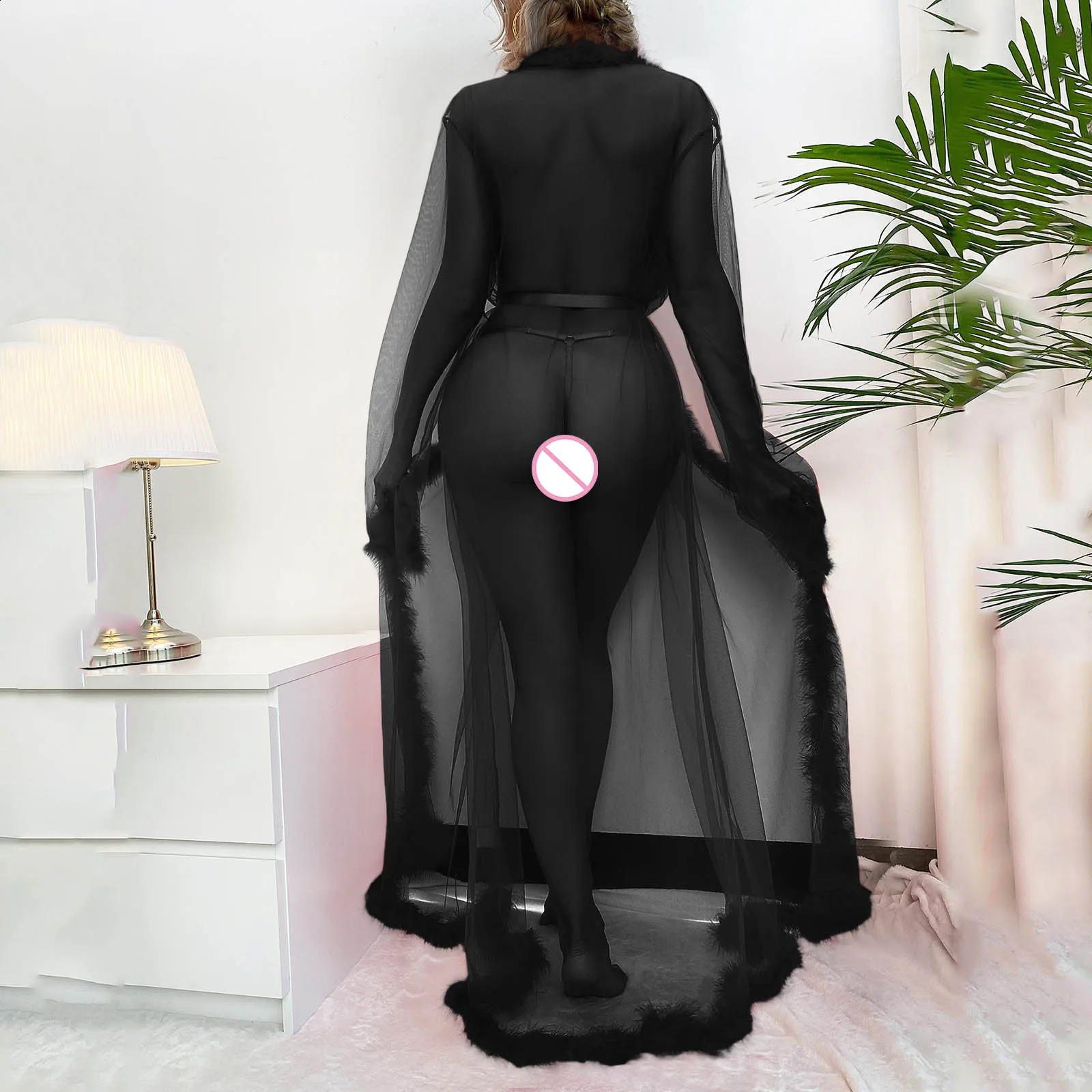 See Through Chiffon Cardigans Robe Bikini CoverUps Swimsuit Smock Long Beach Dress with Belt Sexy Bathing Suit Cover Up 250122