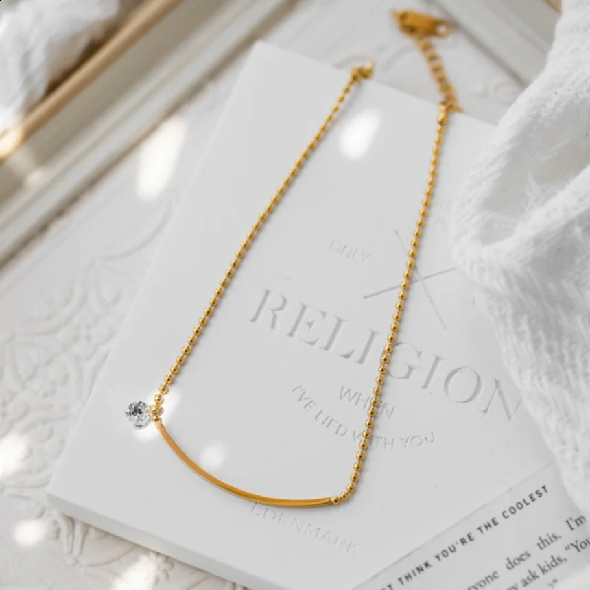 316L Stainless Steel Smile Zircon ins Anklet Ladies Fashion Trend High Jewelry Beach Accessories SAB139 250114