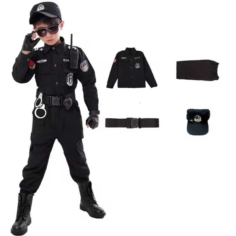 2024 New Children Boys Girls Funny Policeman Costumes Kids Police Uniform Cosplay Clothing Suit Halloween Party Carnival Gift W250117