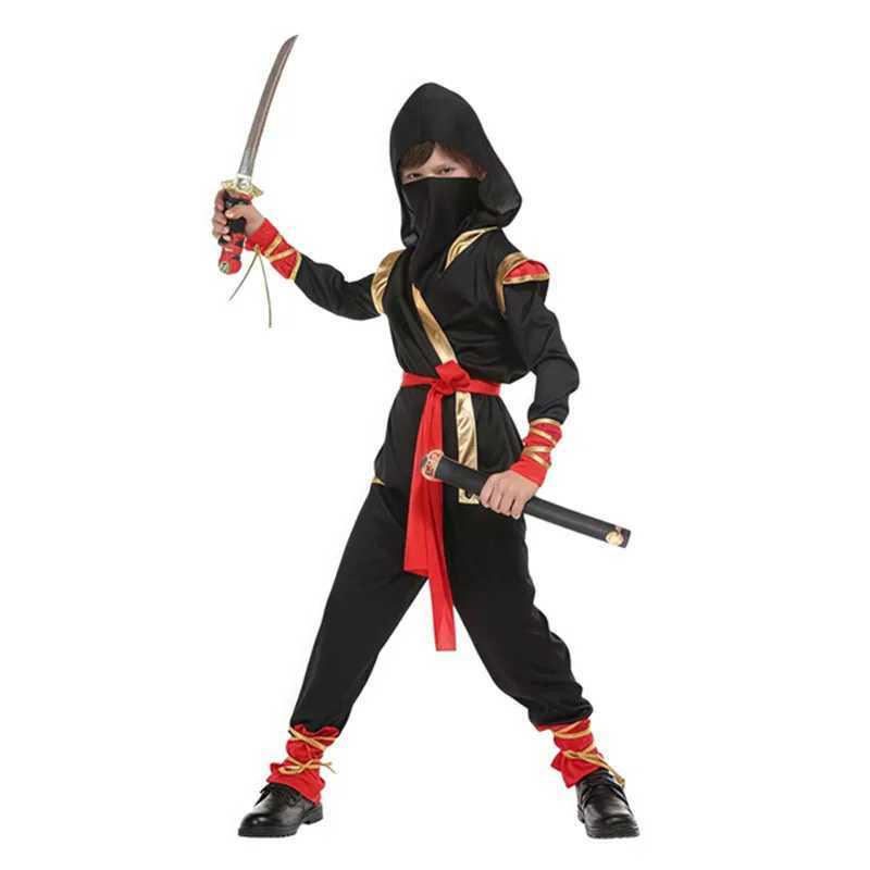 Carnival boys childrens ninja costume role-playing assassin warrior hooded set childrens Halloween ninja sword fancy dress up W250117