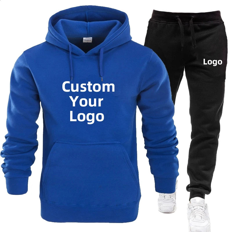 Fashion Mens diy Printed Tracksuits 2 Pieces Sweatshirts and Trousers Set Males Fitness Outfits Customize your 250117
