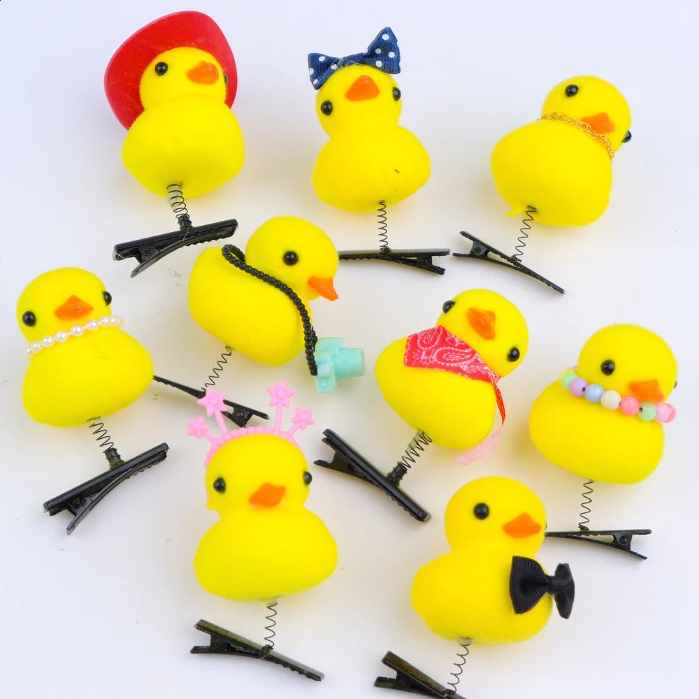 10/20/50/100Pcs/Lot Cartoon Funny DIY Duckbill Clip Children 3D Little Yellow Duck Girl Hairpin Fashion Accessories Party Gifts 250120