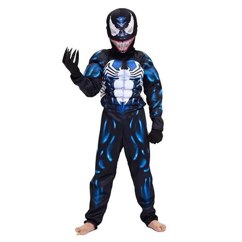 Kids Black Spider Costume Superhero Costume Onesie 3D Spandex Unisex Jumpsuit Bodysuit for Kids Halloween Cosplay W250117