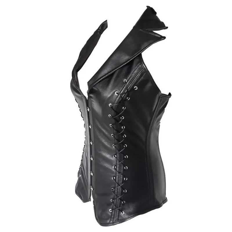 Steampunk Faux Leather Corset Vest for Women Gothic Side Lace-Up Steel Boned PU Corset Waist Slimming Trainer Body Shaper Corset W250120